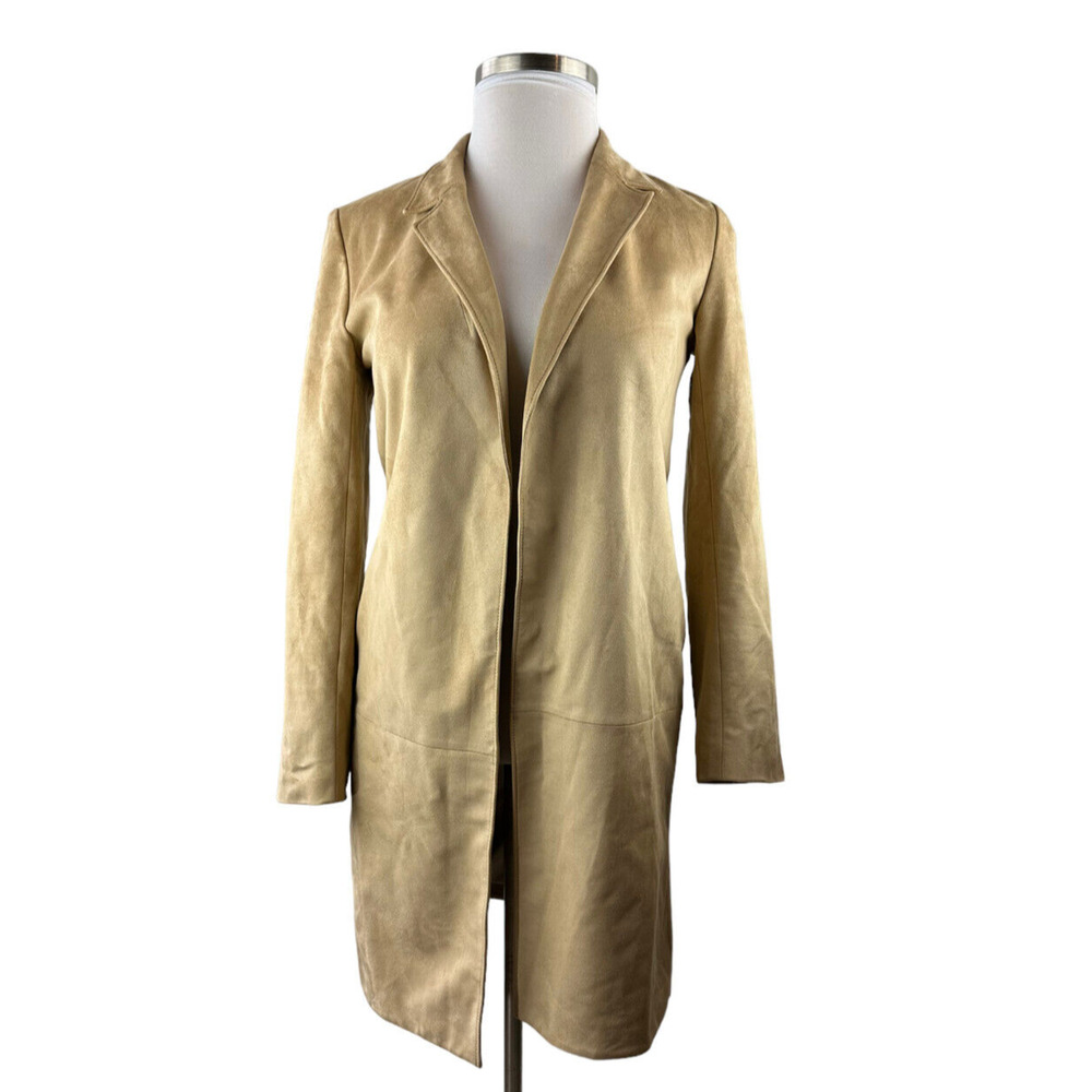 Babaton x Aritzia Callahan Jacket Open Front Vegan Suede Tan Camel Women's Small - Picture 2 of 15